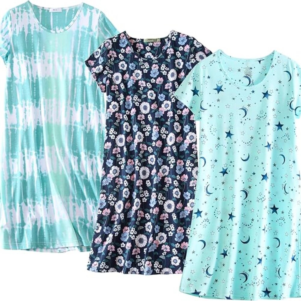 Inadays Women’s Nightshirt Set 3-Pack XL Cotton Blend Knee Length NWOT